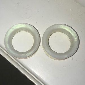 pearl white holographic-ish silicone tunnels